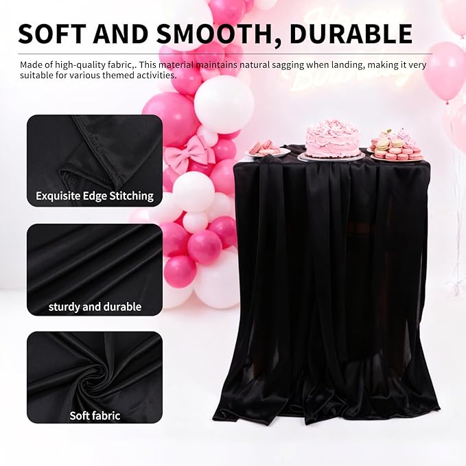 5x10FT Photo Stage Backdrop 2 Panels Curtains Drapes for Photography and Party (Black)