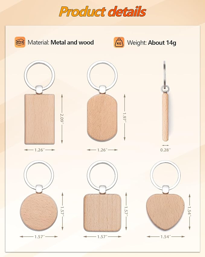 Custom Personalized Wooden Keychain Bulk, Carved & Printing Wood Keychains for School/Family/Promotion/Company Events