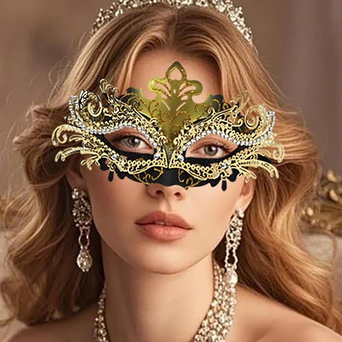 Couple Masquerade Mask Set - Venetian Style Masks for Halloween, Costume Parties and Carnival