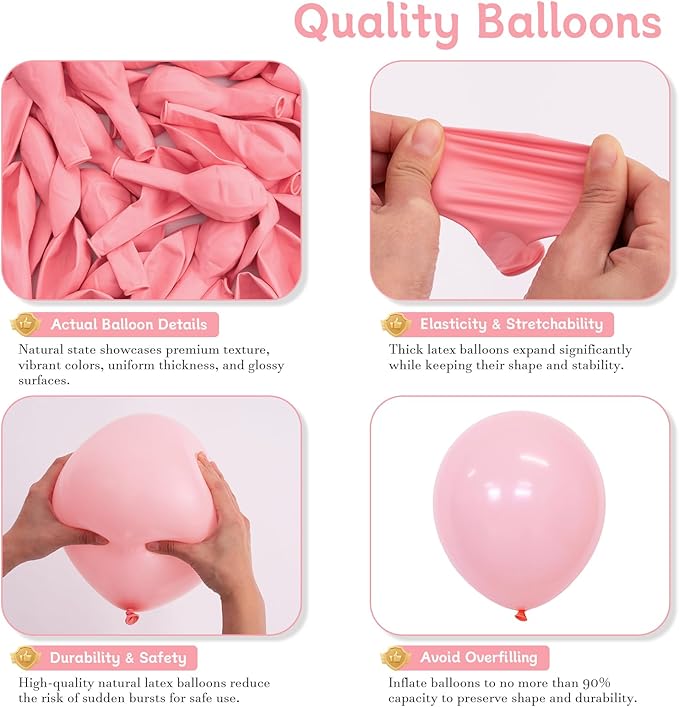 Light Pink Balloons 125 pcs Different Sizes of 8 12 10 5 Inch Pastel Baby Pale Pink Balloon Arch Kit Garland for Princess Birthday Baby Shower Gender Reveal Valentine's Day Party Decoration