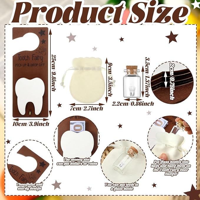 Tooth Fairy Holder Bag Hanger with Money Slot Keepsake Bottle Velvet Pouch Tooth Fairy Box Encourage Gift for Lost Teeth Boy Girl Milk(Classic,White)