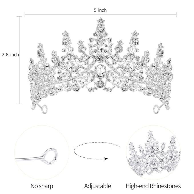 VELSCRUN Birthday Queen Tiara Crowns for Women Girls Silver Crystal Birthday Queen Headband Sash Elegant Princess Crown Happy Birth Party Decorations Mom Sisters Birth Gift Hair Accessories
