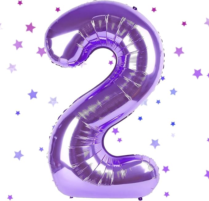Purple Number Balloons, 40 Inch Purple Balloon 2.2 Helium Balloon 2th Birthday for 2 Years Birthday Decoration Children Girls Boys