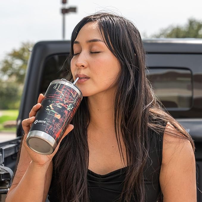 GRITR Stainless Steel Tumbler – 20oz/30oz, Insulated & Leakproof, Hot or Cold Drinks Anywhere, Travel Tumbler with Straw and Lids for Coffee, Water & Smoothies