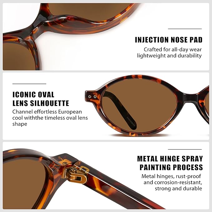 GRFISIA Retro Oval Sunglasses Womens Small Trendy Sun Glasses Sunnies UV400 Protection