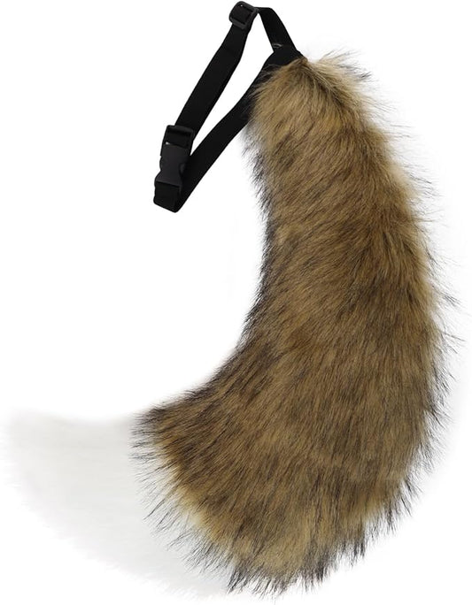 Adolala Faux Fur Wolf Fox Tail with Adjustable Elastic Belt Halloween Cosplay Costume Accessory
