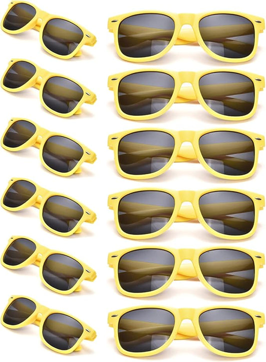 12 Pack Neon Colors Sunglasses Classic Retro Party Favors Sunglasses for Unisex Adult