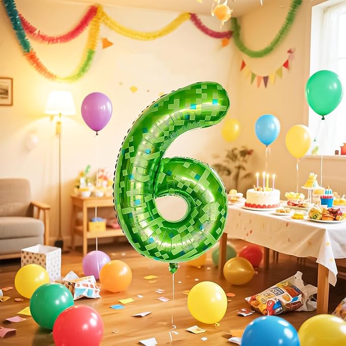 Green Number Balloons, Gaint Green Pixel Number 9 Balloon 40 Inch Dark green 9 Balloon for Boys Girls Kids 9th Birthday Party Decoration