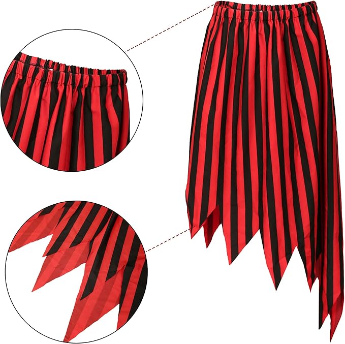 Drofe Pirate Costume Women Accessories Pirate Skirt Renaissance Top Adult Necklace Earrings Halloween Costume Full Set