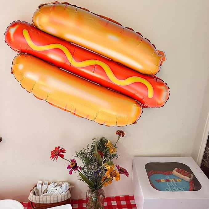 Hotdog-Balloons BBQ-Party-Balloon 6PCS 28in Funny Food Shaped Balloons BBQ Picnic Birthday Summer Gathering Snack Theme Decorations Party Supplies