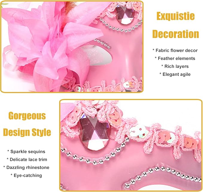Masquerade Mask for Women Venetian Halloween Carnival Masks for Party Prom Ball