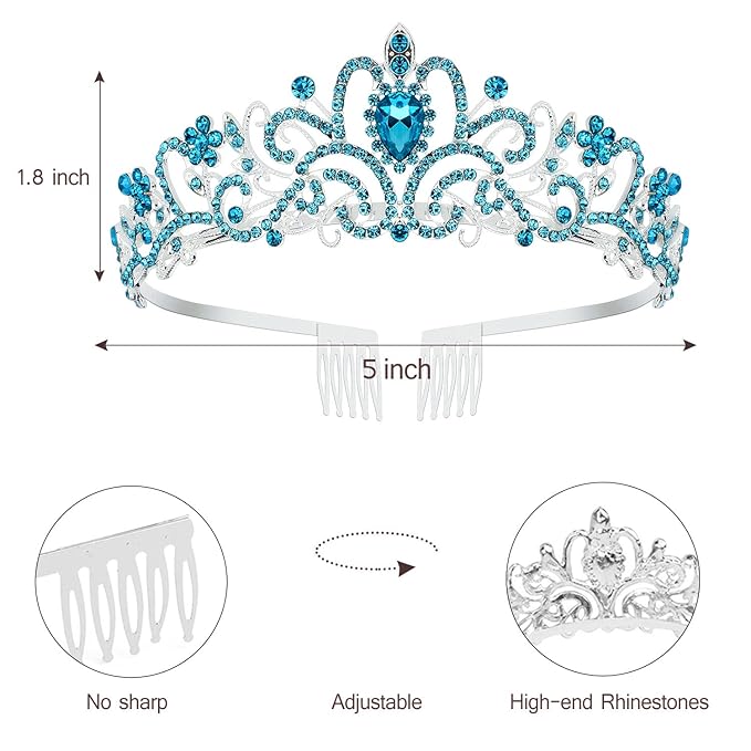 Birthday Girl Sash, Crown for Girls, Girls Tiara Blue Crown, Princess Crowns Happy Birthday Crowns, Tiaras for Girl, Birth Decorations, BirthdayGirl Headband, Birthdays Accessories