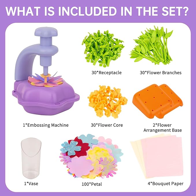 Fabric Flower Bouquets Toys - Kids DIY Arts and Crafts Kit,Creative Birthday Gifts for Girls Ages 4 5 6 7 8+ Build Your Own Flowers,Preschool Education Activities & Entertainment Flower Toys (Purple)