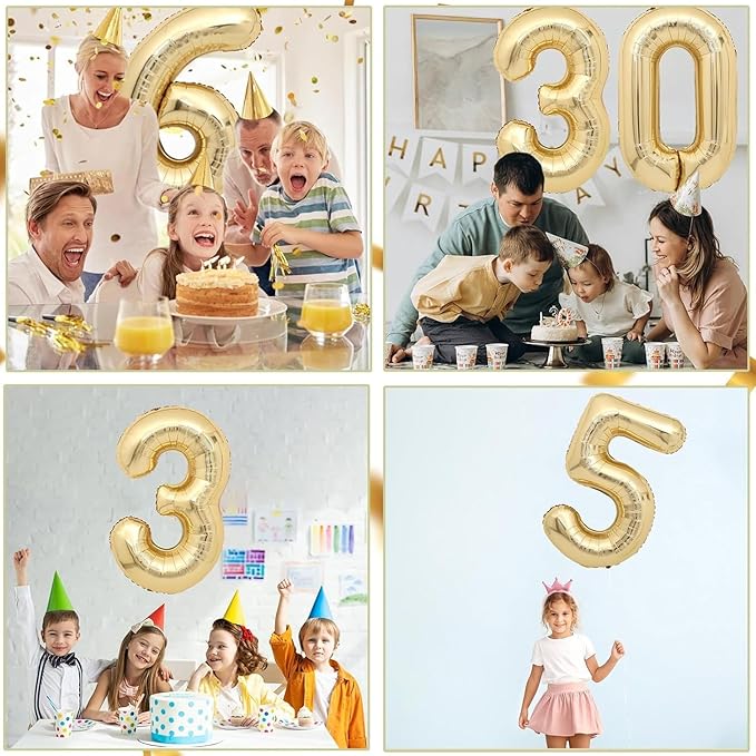 40 inch White Gold Number Balloon Giant Foil Helium Balloons Champagne Gold Number 5 Balloon for 5th Birthday Party Decorations