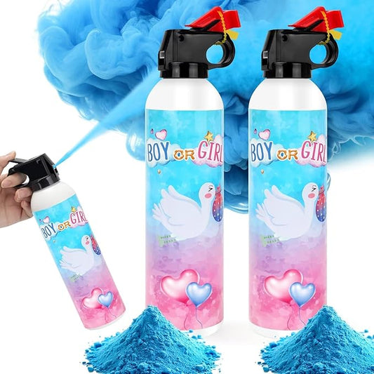 Gender Reveal Fire Extinguisher, 2 Pack Baby Boy Gender Reveal Ideas Party Decor, Biodegragable Gender Reveal Party Supllies (Large)