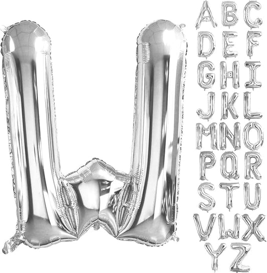 Lovoir 40 Inch Large Silver Letter W Balloons Big Size Jumbo Mylar Foil Helium Balloon for Birthday Party Celebration Decorations Alphabet Silver W