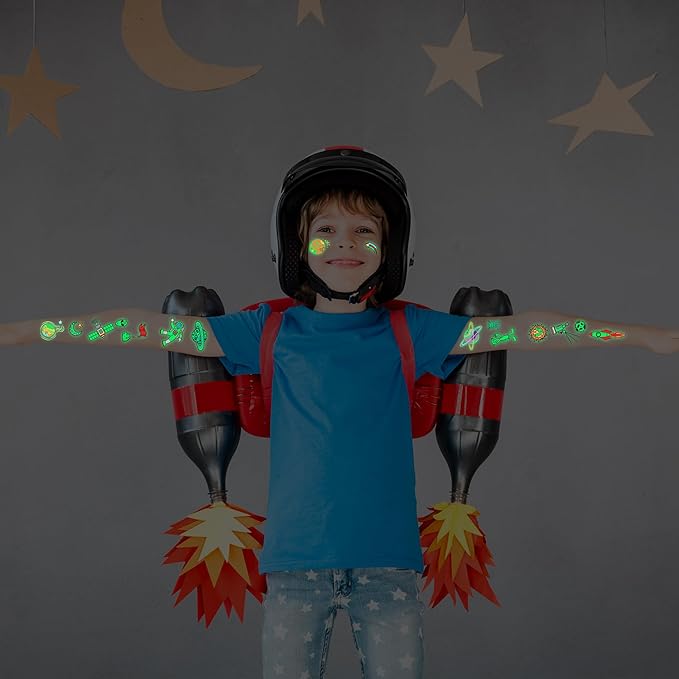 370 Patterns Party Favors for Kids, 36 Sheets Glow In Dark Stickers Luminous Temporary Tattoos, Waterproof Fake Tattoo Supplies Animal Dinosaur Mermaid Butterfly Stickers for Birthday Decorations