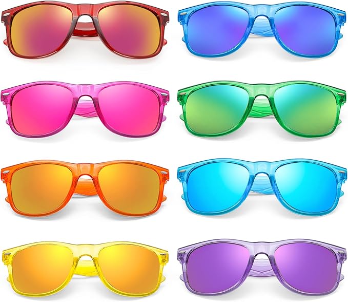Matcheck 8/16 Pack Neon Colors Sunglasses Wholesale Bulk Party Favors Retro Classic Glasses Birthday Pool Unisex Adult