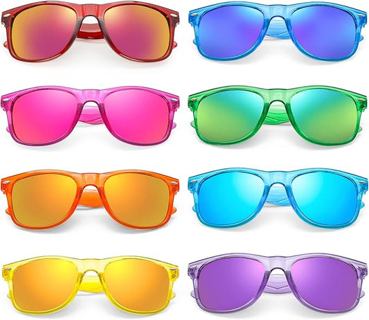 Matcheck 8/16 Pack Neon Colors Sunglasses Wholesale Bulk Party Favors Retro Classic Glasses Birthday Pool Unisex Adult