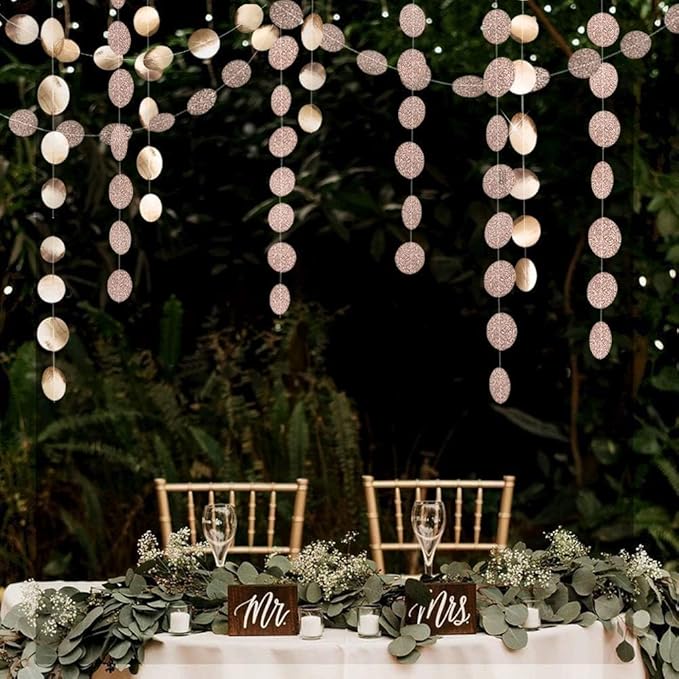 Cheerland Gold Party Decorations Circle Garlands Gold Birthday Decorations Banner Hanging Streamer Backdrop Decor for Bday Bridal Bachelorette EID Graduation NYE New Year Eve Party Supplies