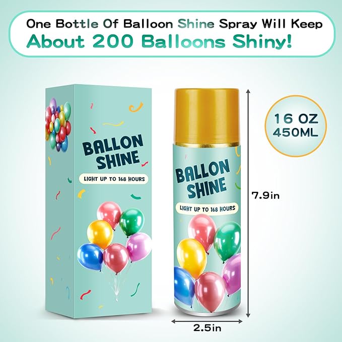 Balloon Shine Spray, 16 Oz High Shine Balloon Spray Odorless, Instant Shine and Lasting More than 7 Days, Waterproof, Perfect for Party, Weddings, and Other Celebrations