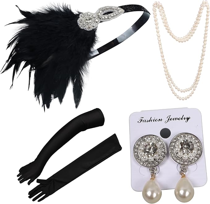 1920s Flapper Accessories Sets Roaring 20s Gatsby Costume Accessories Set for Women