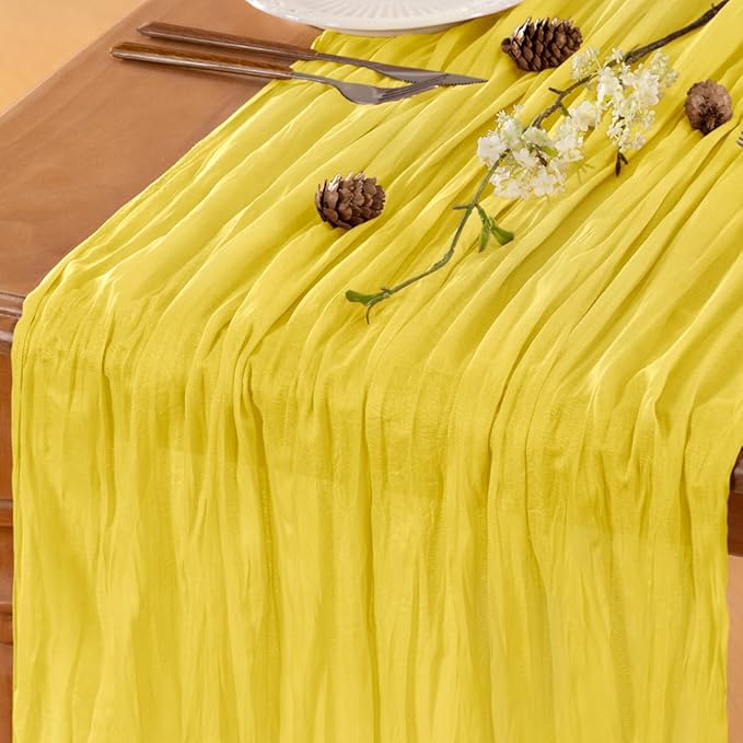 Yellow Table Runner Cheesecloth Table Runner 10FT Farmhouse Table Runners 120 Inches Fall Table Decor Dining Room Centerpiece Wedding Boho Baby Shower Birthday