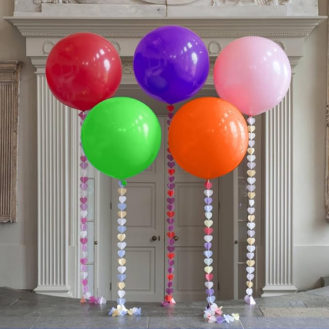 KAWKALSH Assorted Rainbow Giant Balloons 36 Inch, 9pcs Jumbo Multicolor Large Round Latex Balloon for Birthday Baby Shower Wedding Party Decorations