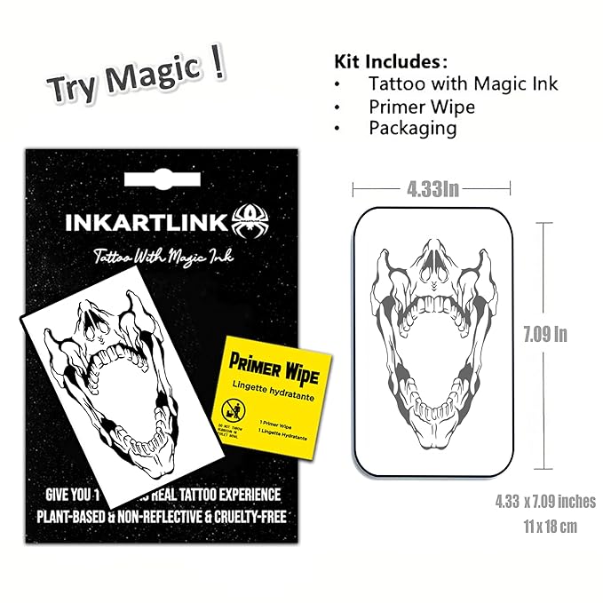 INKARTLINK Semi Permanent Tattoos,Halloween temporary tattoo, party tattoos, realistic, waterproof, cruelty-free, non-reflective (Devoured by Demons)