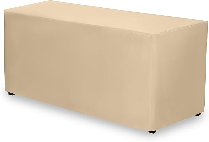 Gee Di Moda Fitted Tablecloth - 72 x 30 Inch Beige Fitted Table Cloth for 6 Foot Rectangle Table - Heavy Duty Washable Fabric - for 6 Ft Buffet Table Holiday Party Dinner Wedding & Trade Show