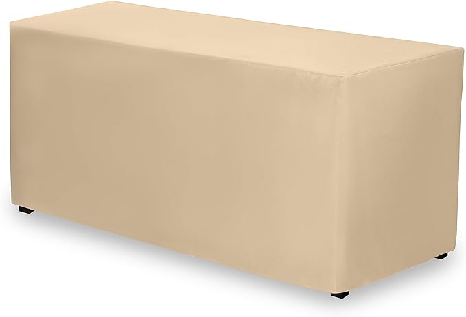 Gee Di Moda Fitted Tablecloth - 48 x 30 Inch Beige Polyester Rectangular Tablecloth for 4 Foot Tables - Heavy Duty Washable Fabric - Ideal for Buffet, Dinner, Wedding & Trade Show