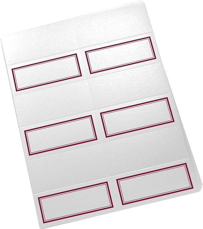 Double Line Border Printable Place Cards, Burgundy (Choose Color), Set of 150 (25 Sheets), Laser & Inkjet Printers - Wedding, Party, Dinner, and Special Events - Made in the USA