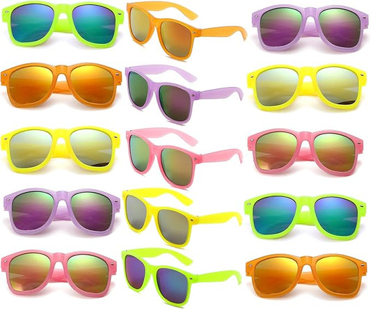 Fsmiling Neon Sunglasses Bulk Adult Party Sunglasses 80s Glasses Shades for Men Women Party Favors-15Pack,UV Protection