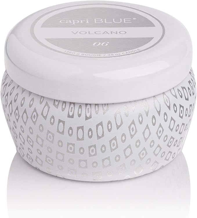 Capri Blue Volcano Scented Mini Tin Candle - Luxury Home Candle in Tropical Fruit & Sugared Citrus - Soy Wax Blend - White (3 oz)