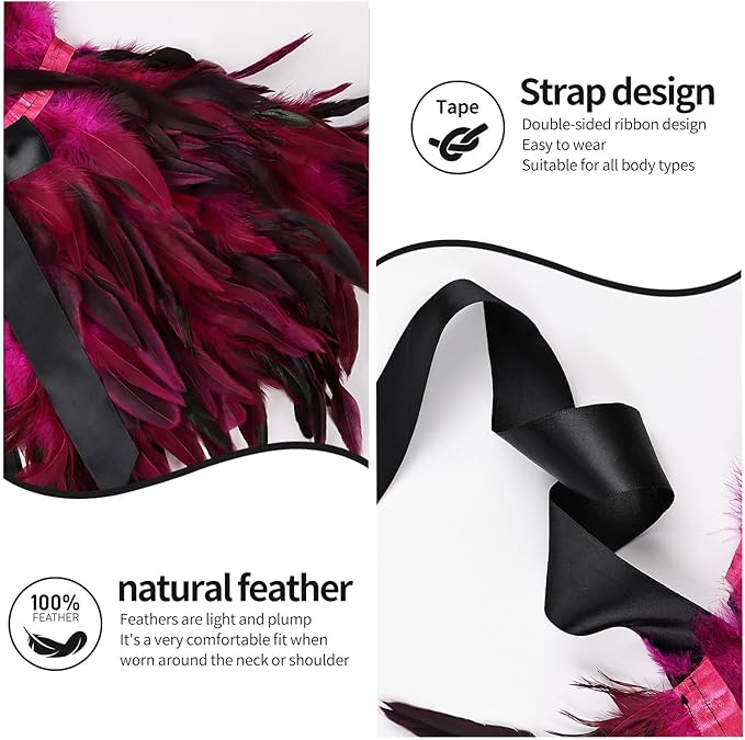 Gothic Natural Feather Shrug Feather Shawl Wrap Cape Victorian Collar for Halloween Cosplay Party Costume Accessories