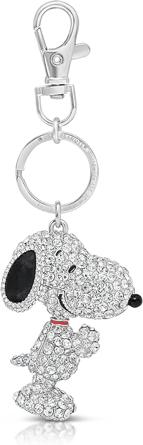 SALLY ROSE Crystal Snoopy Keychain - Official License Bag Charm, Purse Accessory - Thoughtful Peanuts Gift for Her