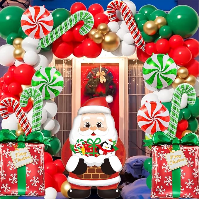Christmas Balloons Decorations, Santa Balloon, Candy Cane Balloons For Candy Cane Christmas Decorations