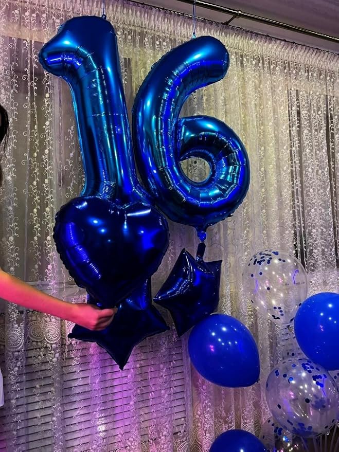 Big Night Blue 40 Inch 9 Balloon Number, Jumbo Giant 9th 19 29 39 49 99 Birthday Party Decorations, Large Night Blue Foil Balloons Anniversary Birthday Party Engagement Decorations