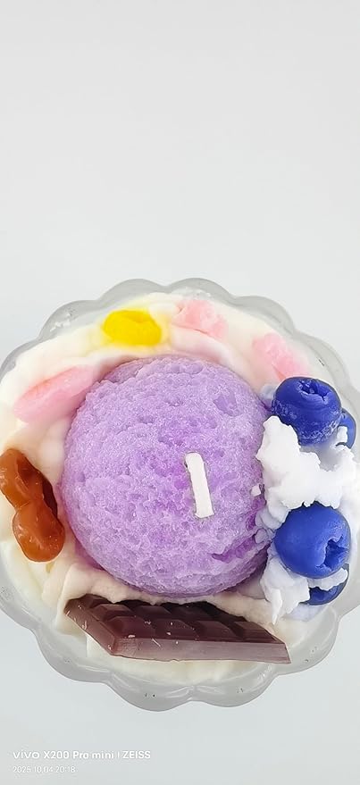 Generic Ice Cream Aromatherapy Candles, Glass Goblet, Decorative Dessert Shape, Fruit Fragrance, Christmas Birthday Festival Gift (Blueberry Lemon)