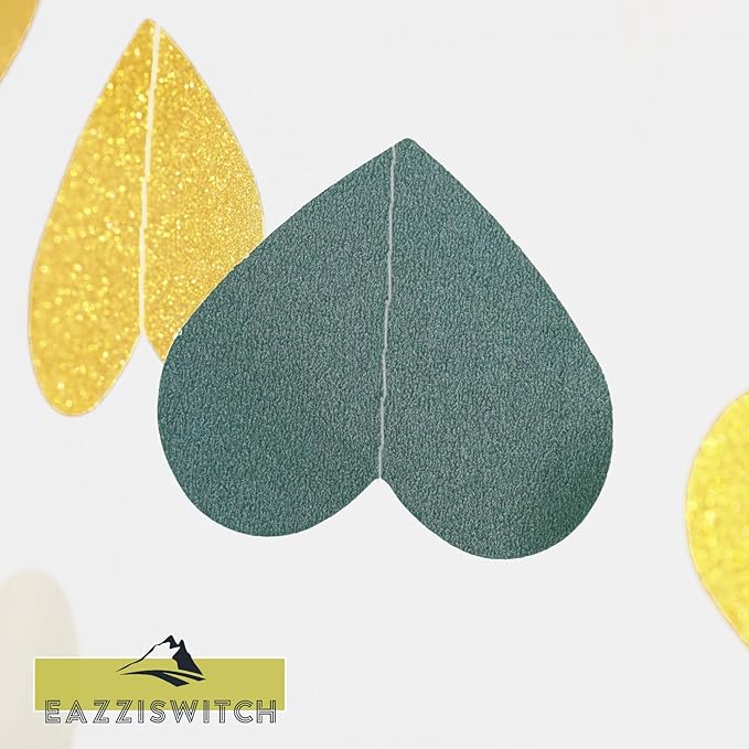 Green Bridal Shower Bachelorette Party Decorations: Gold Glitter Hearts Banner Garland Streamers Backdrop for Engagement Wedding Anniversary Birthday Christmas St Patricks Day Décor - 52 Ft