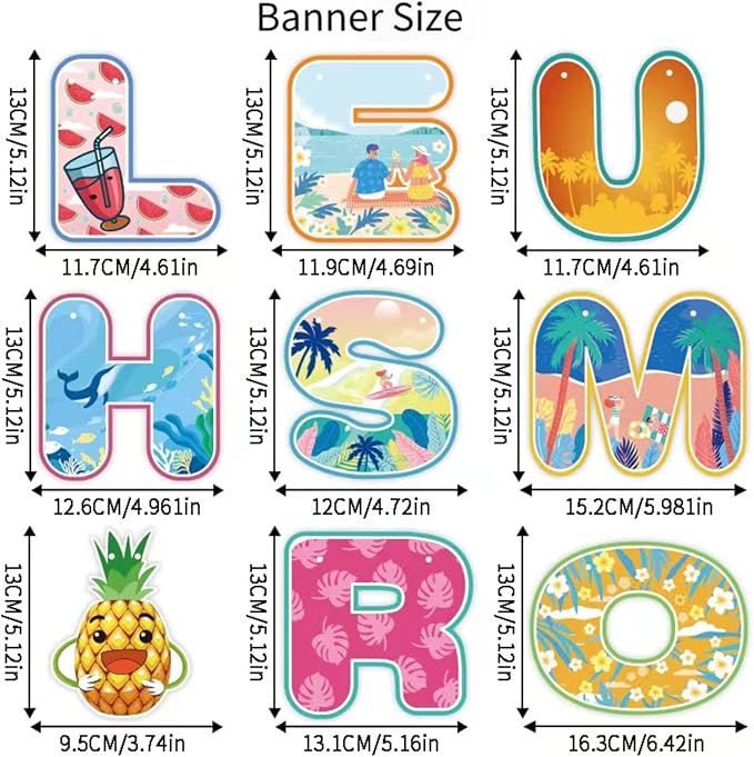 Summer Party Decorations Hello Summer Banner Colorful Beach Pool Theme Banners Hanging Swirls Beach Party Decorations Garland for Holiday Happy Party Supplies