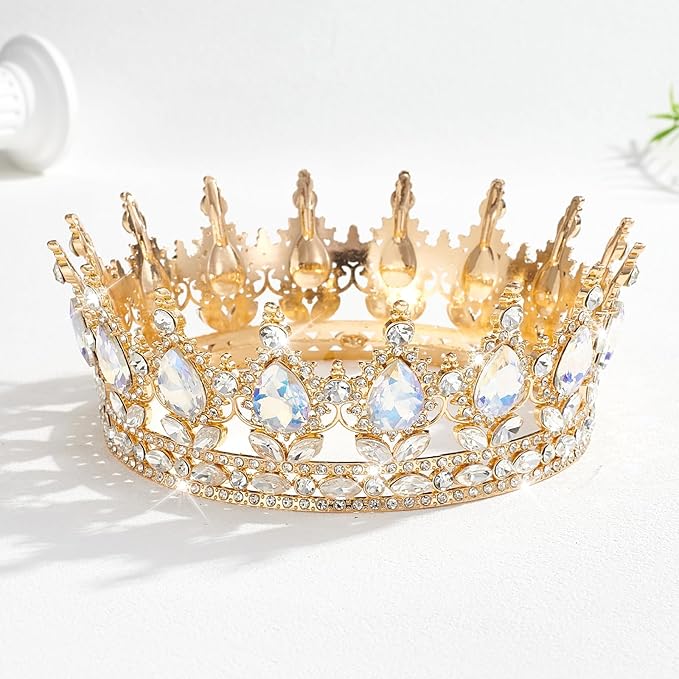Queen Crown Rhinestone Wedding Crowns and Tiaras for Women Costume Party Hair Accessories Princess Birthday Crown Crystal Bridal Crown (KC Gold & Moonlight Crown)