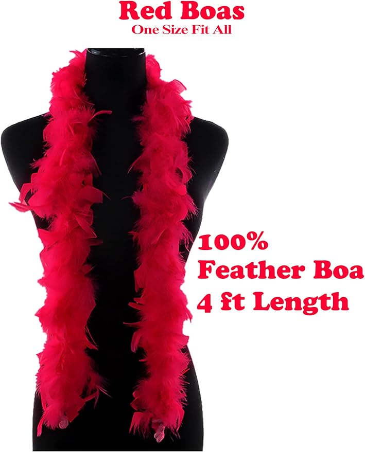Feather Boa with Heart Rimless Sunglasses,4 ft Feather Boa for Bachelor Party Halloween Christmas Costume Accessory