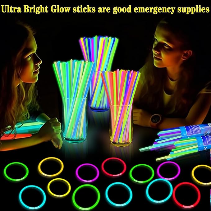 TURNMEON 360 Pack Ultra Bright Halloween Glow Sticks Bulk Party Pack Halloween Glow In The Dark Halloween Party Supplies Favors Glow Sticks Necklaces Bracelets with Connectors 8" Glow stick Light Up