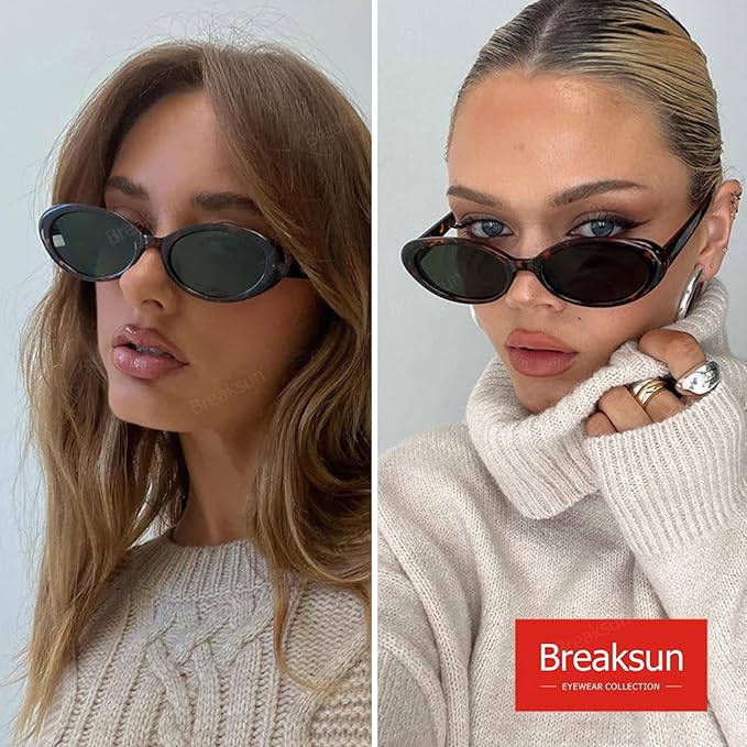 Retro Oval Sunglasses for Women Men Fashion Small Oval Sunglasses 90s Vintage Shades