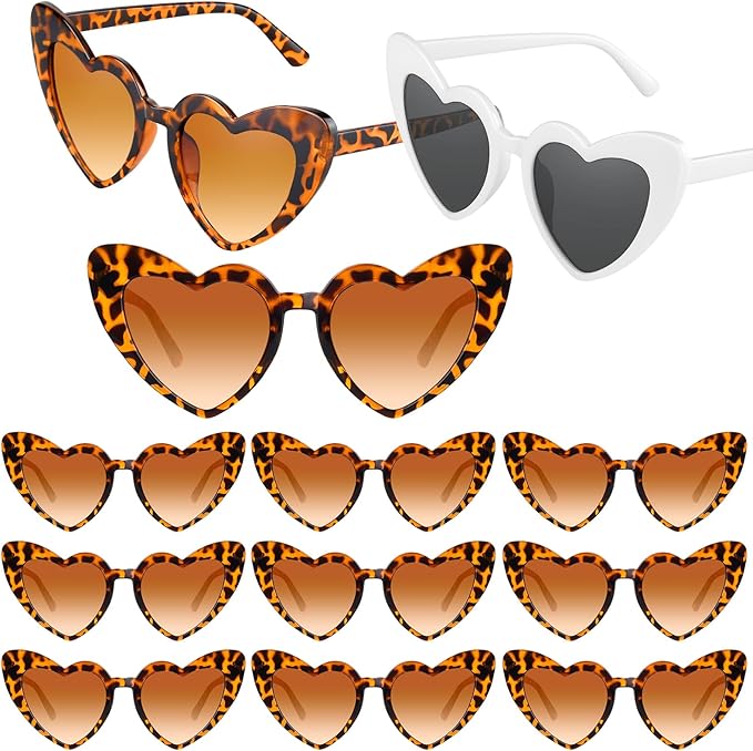 12 Pack Bachelorette Sunglasses Heart Shaped Sunglasses Vintage Heart Glasses for Women Wedding Party Decor