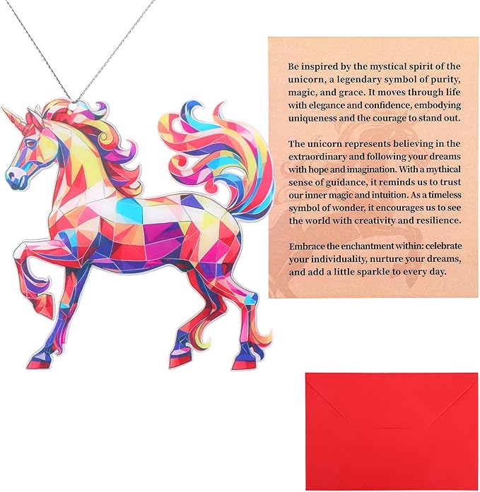 Horse Acrylic Light Catcher Ornament for Women, with Story Card Spirit Equine Christmas Tree Decoration Inspirational Rainbow Window Hanging Decor Horse Lover Gifts