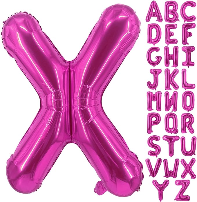 Lovoir 40 Inch Large Hot Pink Letter X Balloons Big Size Jumbo Mylar Foil Helium Balloon for Birthday Party Celebration Decorations Alphabet Hot Pink X