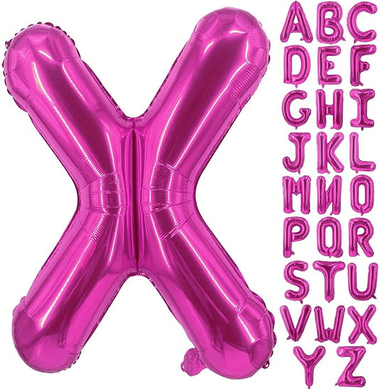 Lovoir 40 Inch Large Hot Pink Letter X Balloons Big Size Jumbo Mylar Foil Helium Balloon for Birthday Party Celebration Decorations Alphabet Hot Pink X