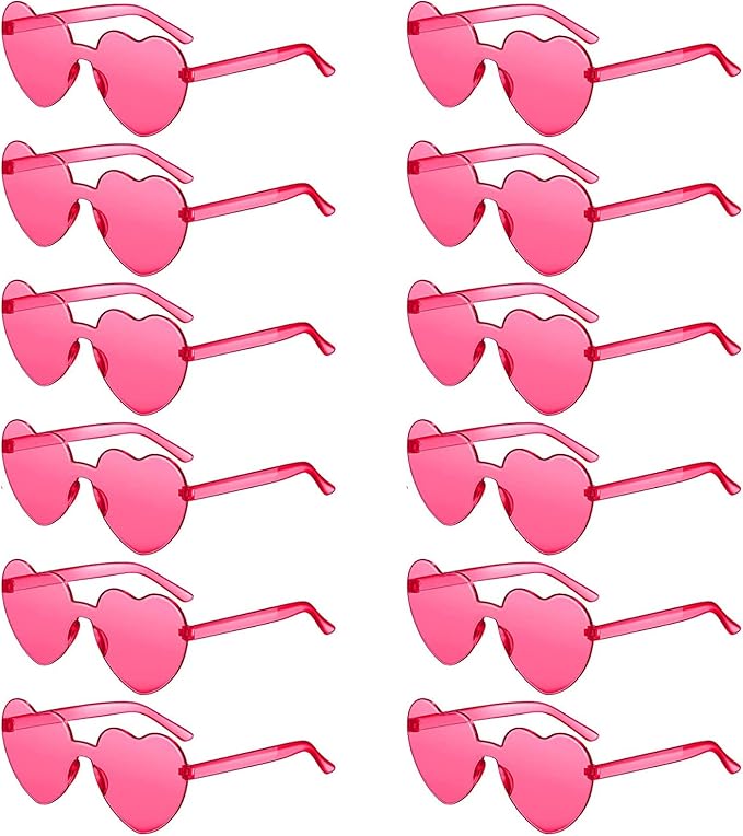 LEFIMOT 12 Pairs Heart Sunglasses for Women Heart Shaped Sunglasses Bulk Colorful Heart Glasses for Party Favor